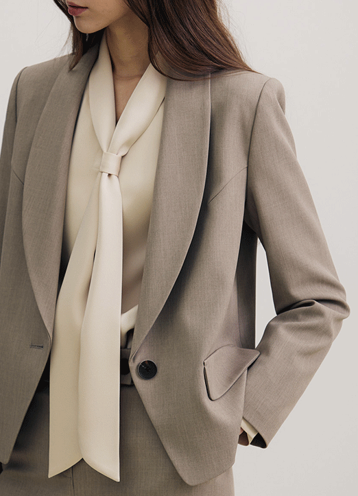 [Theonme] 온더즈 숄 칼라 세미 크롭 재킷